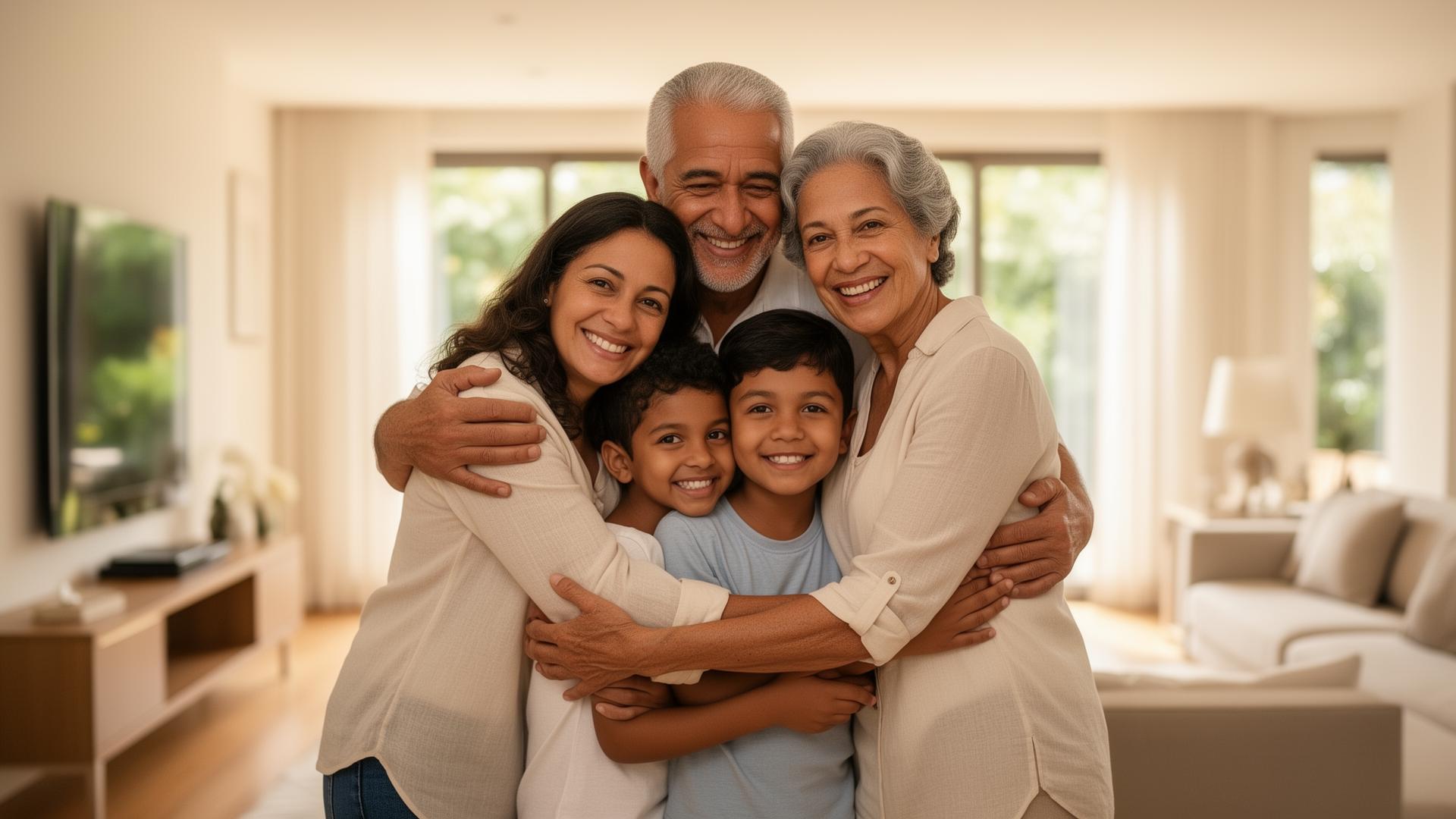 Família protegida representando segurança e tranquilidade